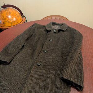 Vintage Green Mohair Overcoat – Size Medium– Wool Blend